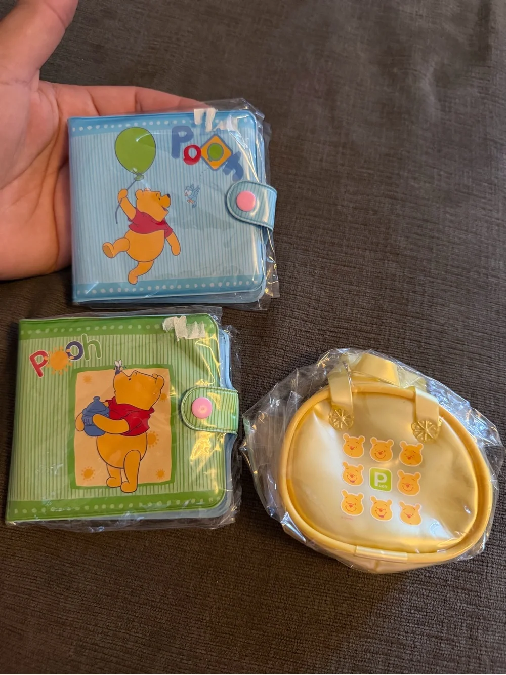 VTG Winnie the Pooh Blue, Green & Yellow Kids Wallet and Coin Purse bundle